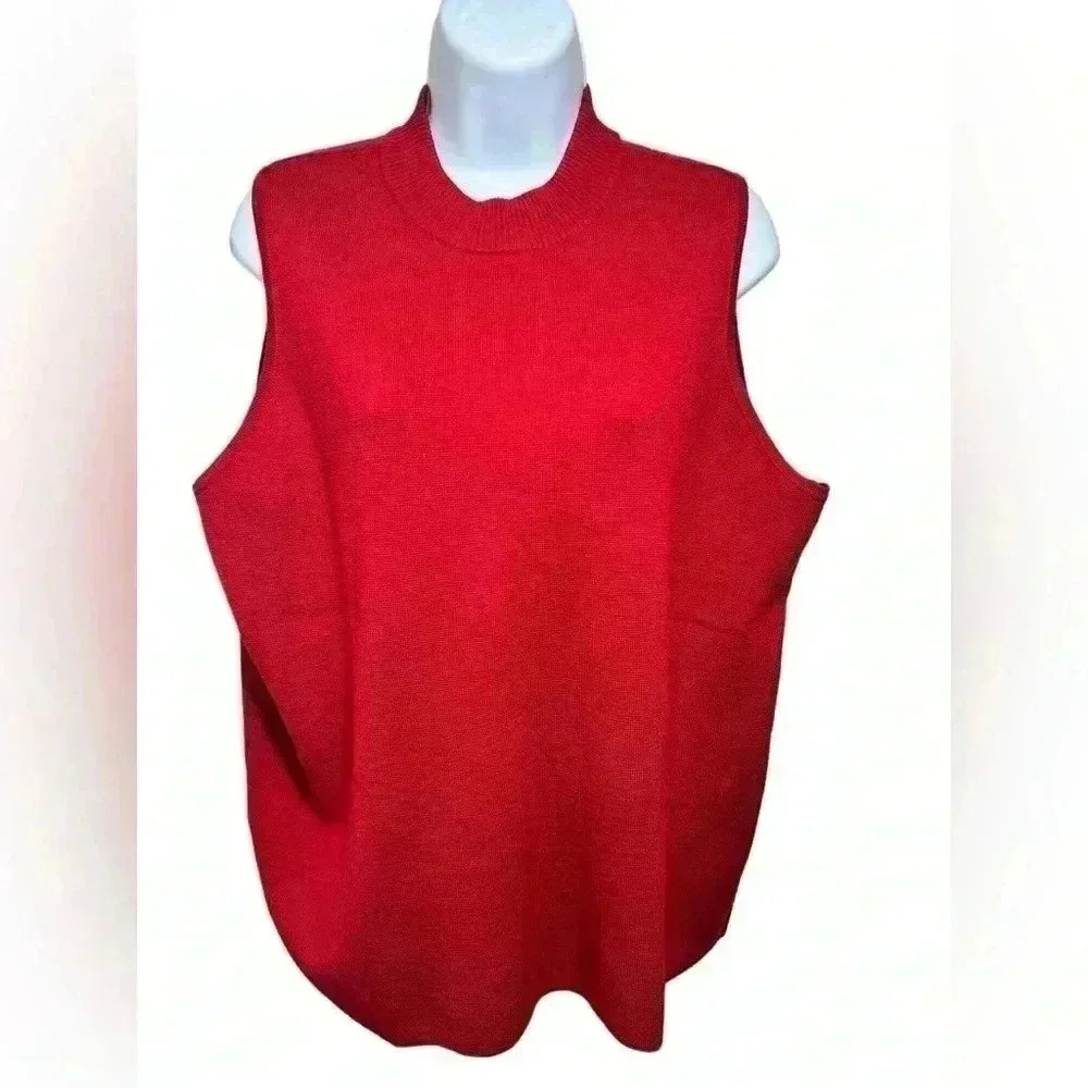 Chicos Mock Turtle Neck Red Tank Large